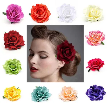 Didelis Žydi Įvairių Spalvų Rožių Gėlių Vestuvių Nuotakos Plaukų Clips Vinjetė Sagė Staigius Moterų, Mergaičių, Geriausia Papuošalai, Aksesuarai