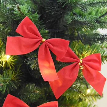 Nemokamas pristatymas 8-12 vnt/set raudonos aksomo mažai lankas Kalėdų eglutės papuošalus vainikas paketai, dekoratyviniai aksesuarai pakabukas