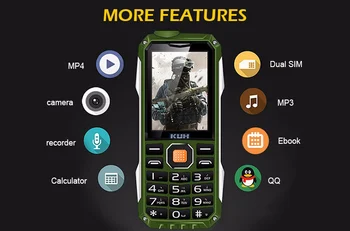 KUH T998 Telefonas Su Power Bank Telefonas Dual Sim Kamera, MP3 Žibintuvėlis ShockproofRugged 2,4 Colių Pigūs mobiliųjų telefonų
