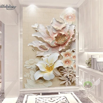 Beibehang 3D reljefo trimatis gėlės turtingas ir kilnus fono sienos užsakymą didelė freska neaustinių ekrano užsklanda