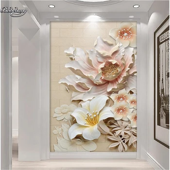 Beibehang 3D reljefo trimatis gėlės turtingas ir kilnus fono sienos užsakymą didelė freska neaustinių ekrano užsklanda
