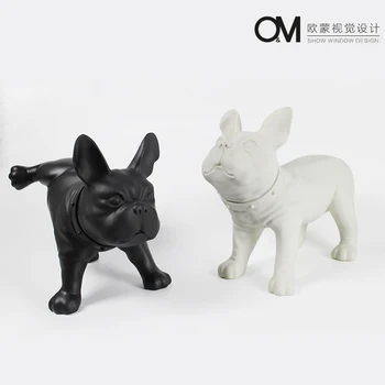 Derva prancūzų Buldogų šunų statulėlės senovinių namų dekoro amatų kambarį apdailos objektus kambarį šuo ornamentu dervos gyvūnų statula