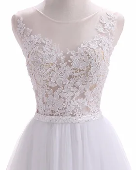 Chalatas De Mariee Balto Vestuvių Suknelės 2018 Naujas Žavingas Tiulio Su Appliques Crystal-Line Grindų Ilgis Vestidos de Novia