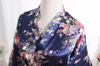 Tamsiai Mėlyna Derliaus Gėlių Moterų Viskozė Chalatas Kimono Stiliaus Kinijos Moterų Pižamą Vonia Suknelė Sleepwear Seksuali Mini naktiniai drabužiai SG050