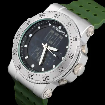 ŠOKO Naujas BOAMIGO prekės 3 Laiko juostos vyrų sporto armijos karinio jūrų laivyno kariniai laikrodžiai vyrams Kvarcinis Analoginis Skaitmeninis LED gumos juosta laikrodžius
