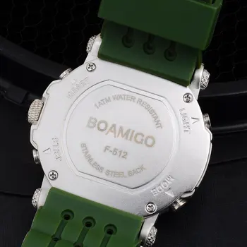 ŠOKO Naujas BOAMIGO prekės 3 Laiko juostos vyrų sporto armijos karinio jūrų laivyno kariniai laikrodžiai vyrams Kvarcinis Analoginis Skaitmeninis LED gumos juosta laikrodžius