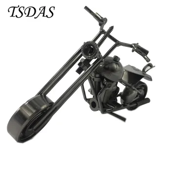 Prabanga Mini Geležies Motociklo Modelį Su Bronzos Spalvos Rankų Darbo, Metalo Motociklo Figūrėlės Apdailos Amatų Lašas Laivas