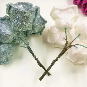 5 VNT (6 cm/gėlių) sintetinių putų, miltelių, puokštės, rožės netikrų vestuvių puokštė vaza namų puošmena 