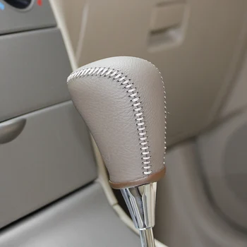 Šildomos natūralios Odos shift knob padengti Toyota Corolla automobilių dangtelį ant pavarų perjungimo rankenėlė Natūrali oda