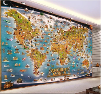 Custom papel DE parede infantil didelis freskomis akvariumas pasaulio žemėlapis vaikams kambaryje sėdi kambario sienos vinilo, kuris papel DE parede