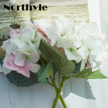6pcs / daug dirbtinių hydrangea gėlės, namų dekoravimo reikmenys netikrą gėlių vestuvių šilko gėlių dekoras