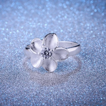 Floriated grakštus petaline Didmeninės sidabro padengtą 925 žiedo Mados juvelyriniai Sidabro Žiedas IRCMGCUX