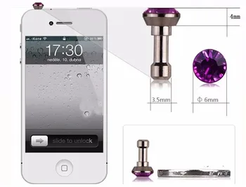 10vnt Bling Deimantų Dulkių Universal Plug 3.5 mm Telefonų Ausinių Kištukas iPhone 6 5sSamsung HTC, Sony Ausinių Lizdas Kamštis #35