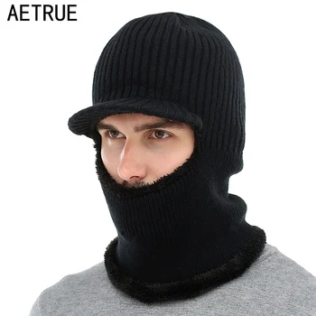 AETRUE Megzti Skrybėlę Vyrų, Moterų Žiemos Skrybėlę Kaukė 