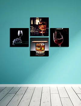 Vynas Su Cigarų Drobė Spausdina Modernios Sienos Meno Tapybos 16x16 colių Ištemptas ir Įrėminti už Kambarį ir Virtuvės Puošmena