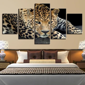 Modulinė Nuotraukas Modernus Prie Sienos Meno Pagrindų 5 Skydelis Leopard 