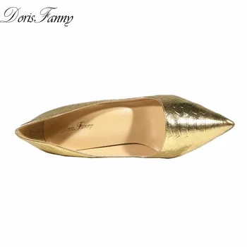 DorisFanny 2017 šalies aukso vestuvių batai moterims pažymėjo tne seksualių aukštakulnių siurbliai, didelis, mažas dydis