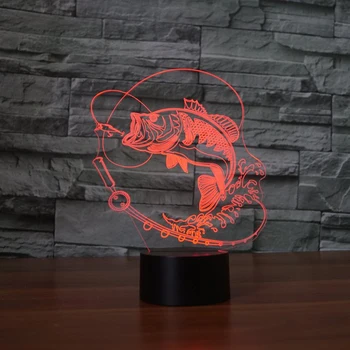 7 Spalva Keičiasi Žuvų 3D led Lempa USB Mokestis Palieskite Mygtuką, Stalo Lempos, Nuostabios Dovanos Vaikams