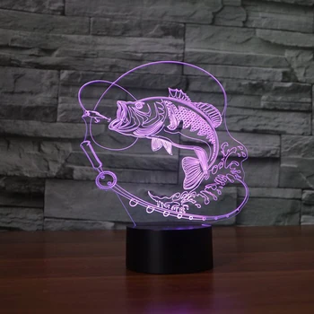 7 Spalva Keičiasi Žuvų 3D led Lempa USB Mokestis Palieskite Mygtuką, Stalo Lempos, Nuostabios Dovanos Vaikams
