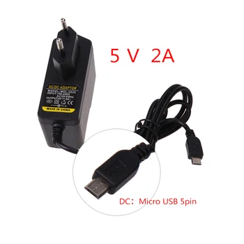 ES Kištukas AC DC 5V 2A Micro USB Maitinimo šaltinio Įkroviklis Adapteris Įkrovimo Adapteriai su Micro USB 5Pin už Aviečių Pi 3