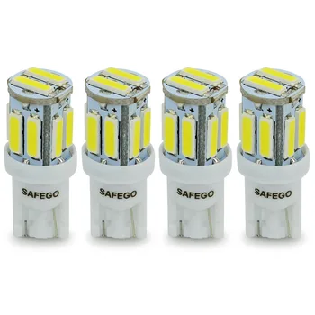 Safego 4x T10 W5W LED lemputė 10-7020 SMD 194 168 2825 T10 Pleišto Pakaitinės lemputės T10 Balta Signalas Kamieno prietaisų Skydelio, Stovėjimo šviesos Žibintai