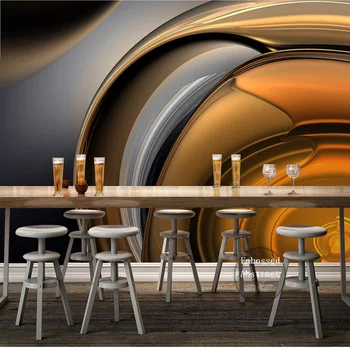 Šiuolaikinio Abstraktaus Kavos Linija, Klasikinio 3D Kambario Tapetų Sienos Miegamajame Freskos 