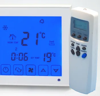 2p 4p jutikliniu ekranu, Ventiliatorius ritė programa termostatas temperatūros valdiklis su nuotolinio