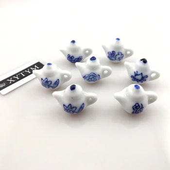 Mados senovinių keramikos arbatinukas pakabučiai, senovinių Kinų keramikos arbatinukas pakabukai, mėlyna-balta stiliaus porceliano keramikos pakabukai