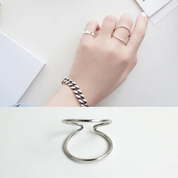 Minimalizmas linijų v žiedai moterims anel feminino , 925 sterlingas sidabro žiedas anelli papuošalų anillos de plata 925 de ley