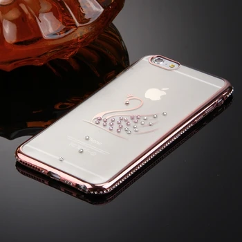 Iphone 6 6S kalnų krištolas Atveju Prabanga Bling Diamond Rėmelis, Skaidrios TPU Atveju Minkšto Silikono Padengti PC Apkalos Krašto 