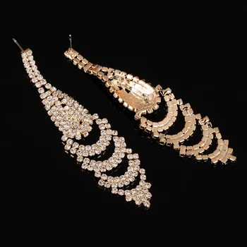 YFJEWE Moterų mados ilgai tabaluoti auskarai, Prabangūs krištolo aukso ir skiedra padengti auskarai moterims vestuvių papuošalai brincos #E271