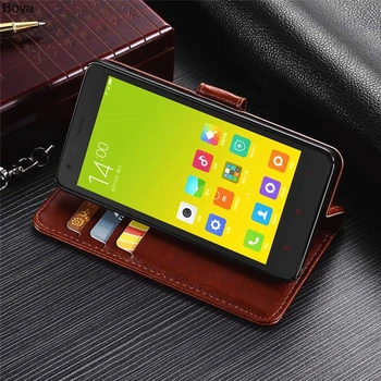 Xiaomi Raudonųjų Ryžių 2 4,7 colių kortelės laikiklio dangtelį atveju Xiaomi Redmi 2 2A odinis telefono dėklas piniginė flip cover telefono krepšiai