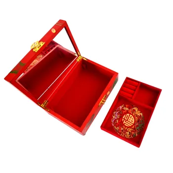Feng shui Kinų senovinių medinių raudona papuošalų Dėžutė W wintersweet modelis J2094