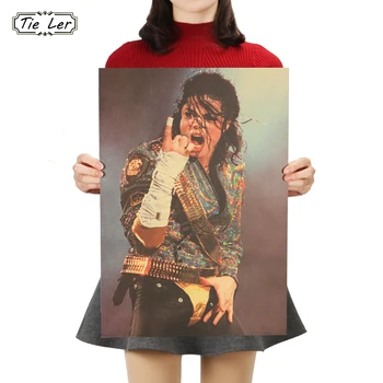 KAKLARAIŠTIS LER Garsaus Žvaigždė Michael Jackson Plakatas Namų Dekoro Tapybos Klasika Nostalgija Kraft Popieriaus Siena Lipdukas 51.5X36cm