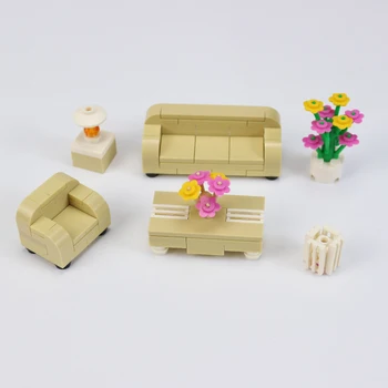 1 Komplektas City Serijos Sofa Arbatos Stalo Rinkinys SS Namų Baldai Gėlės Modelis, Statyba Blokai, Plytos, Žaislai Vaikams, Dovanos Legoingly