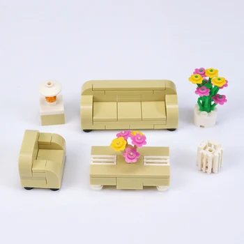 1 Komplektas City Serijos Sofa Arbatos Stalo Rinkinys SS Namų Baldai Gėlės Modelis, Statyba Blokai, Plytos, Žaislai Vaikams, Dovanos Legoingly