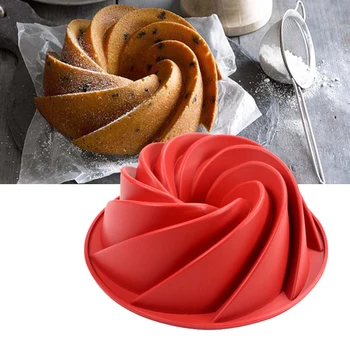 9.76 colių Didelės Spiralės formos silikono Bundt Cake Pan, Duona Bakeware Pelėsių kepimo įrankius (Spalvos Gali Skirtis)