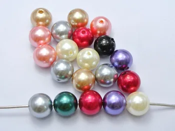 50 Vnt Mišrios Spalvos Plastiko Dirbtiniais Pearl Apvalūs Karoliukai kaip 14mm Perlų Imitacija