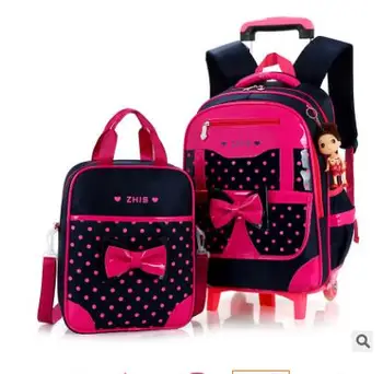 Mokyklos Vežimėlio kuprinė maišelis mergaičių mokyklos krepšys su ratukais, mergaitėms vaikas Geležinkelių ratinių bagažo Krepšiai Kuprinės Mergaitėms
