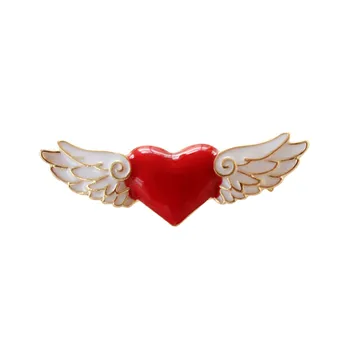 Juanių Shuo 2018 mados naujų emalio lašas sagė raudona širdies angelas sparnų pin