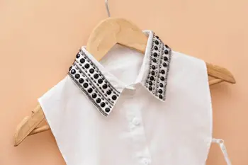 Marškinių Apykaklės Imitacija kristalų gėlių ir kalnų krištolas pusė taupymo marškinėliai false apykaklės nepriklausomo granulių šifono netikrą marškinių apykaklės