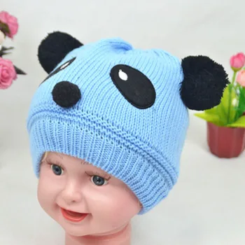 3 mėnesių iki 3 metų žiemos baby berniukas ir mergaitė panda skrybėlę vaikų kepurę numegzti kepurę kūdikių šiltas vilnos skrybėlę Gyvūnų mielas bžūp 2mz19