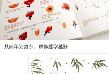 128 puslapiai, Tradicinė Kinų Tapyba Knyga Slyvų žiedų,orchidėjų,bambuko ir chrizantemų Teptukas Dažymo libros 28.5X21cm