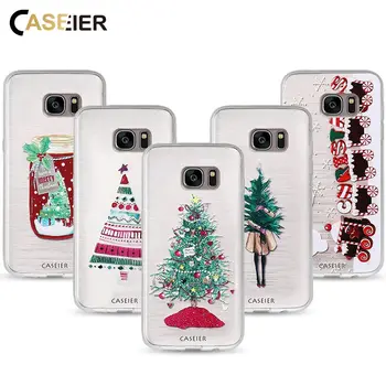 CASEIER Telefono dėklas Samsung Galaxy S7 S6 Krašto S8 Plius Minkštos TPU Linksmų Kalėdų Padengti Samsung Note 8 Silikono Apvalkalas Fundas