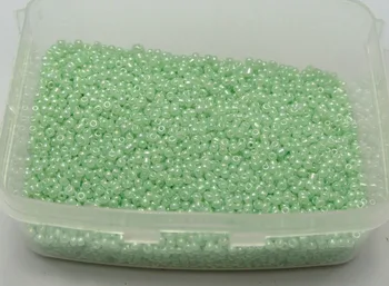 10000 Ceilono Pastelinės Žalios spalvos Stiklo Sėklos Karoliukai 1,5 mm (12/0) + Laikymo Dėžutė