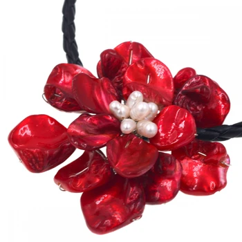 Nemokamas Pristatymas NAUJOS!! raudona korpuso gėlės baltos perlų vėrinį Prekės Papuošalai 2017