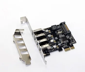 4 Port USB 3.0 5Gbps PCI-Express X1 Kortelės Adapterį HUB Paramos Žemo Profilio Laikiklis