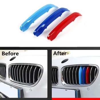 BMW X6 E71 2008-2011 X5 2008-2013 m. 3 spalvų 3D Optikos Priekinių Grotelių Apdaila Juostelėmis motorsport Grotelės Padengti Apdailos Lipdukai