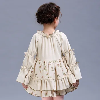 Kūdikių Mergaičių suknelė Medvilnė princesė Skraiste vaikų Retro Pakopų ilgas rankovėmis kamuolys suknelė Šalies drabužių-line mergina suknelės