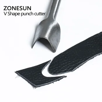 ZONESUN V-Formos Odos Perforavimo Įrankis, 6pcs / set LeatherCraft Diržas Pjovimo kišeninis Įrankis Plieno Medžiagos Nemokamas Pristatymas